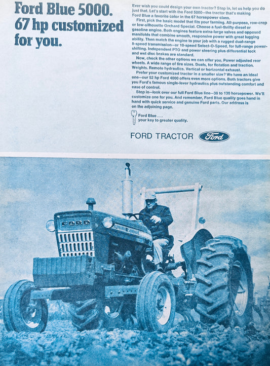 1971 Ford Blue 5000 67Hp Customized Tractor Vintage Ad #989