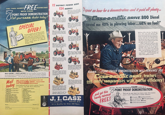 1959 Double-Sided Full Color Centerfold CASE 7-Point Demo Vintage Ad #993