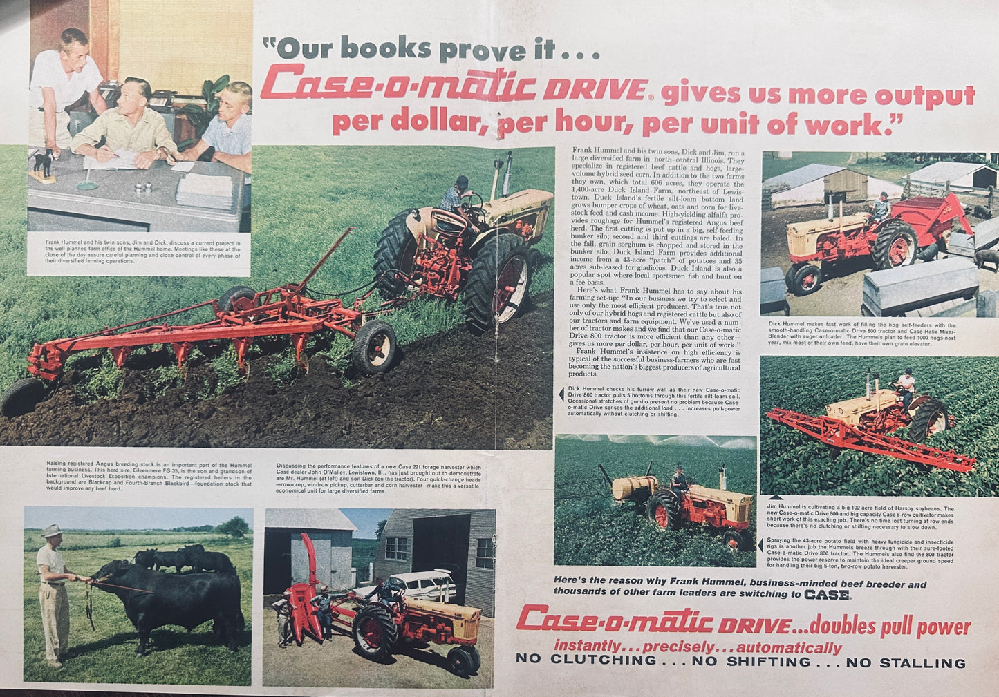 1958 Double-Sided Full Color Centerfold Ad #994 CASE 800 Duck Island