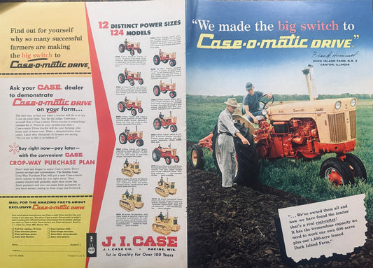 1958 Double-Sided Full Color Centerfold Ad #994 CASE 800 Duck Island