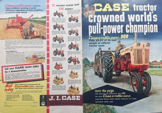 1959 Double-Sided Full Color Centerfold CASE Pull-Power Champ #995