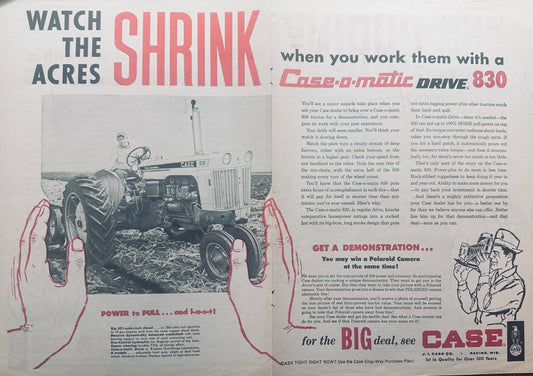 1961 Case 830 Centerfold Magazine Ad #996 Watch the Acres Shrink