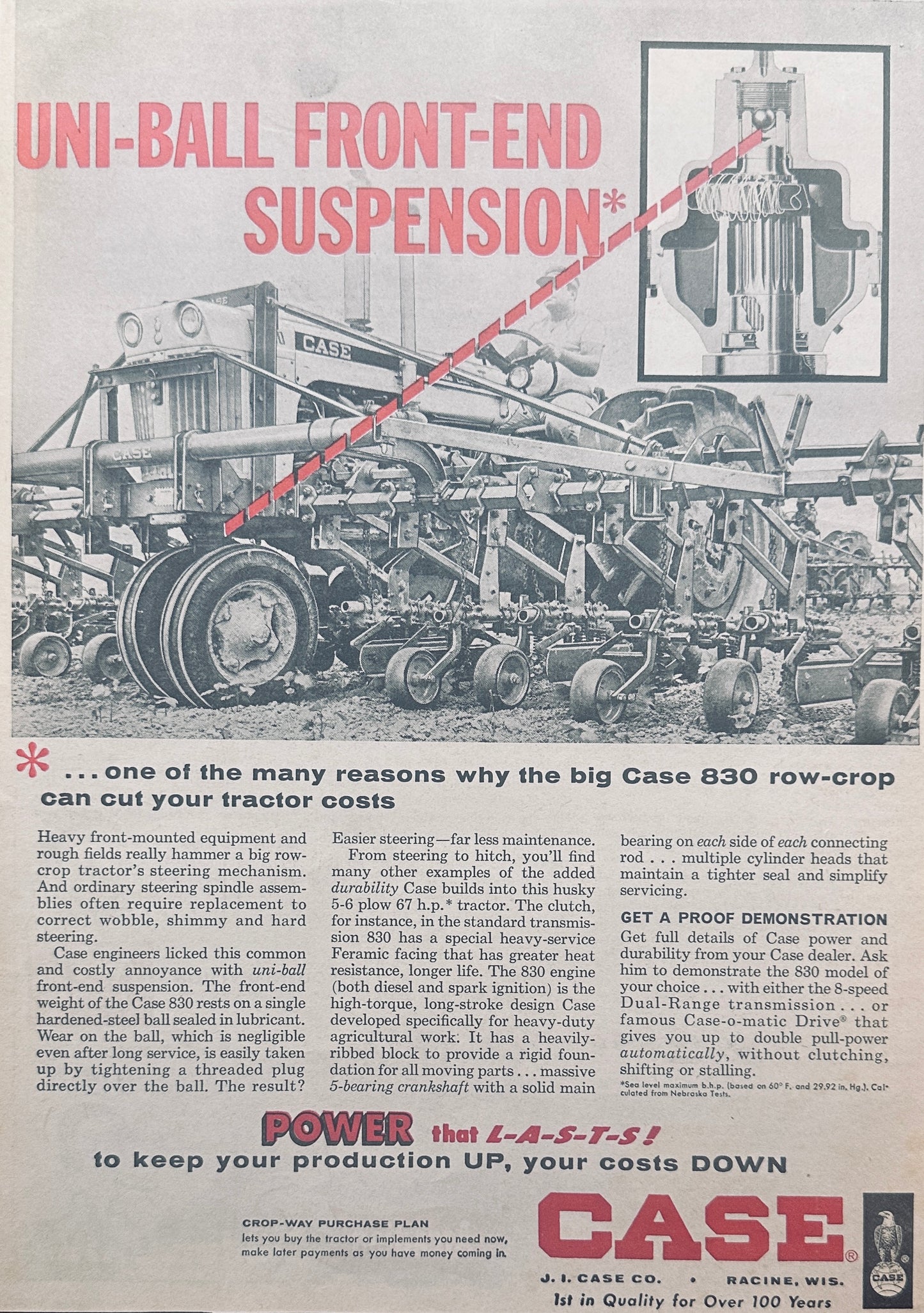 1959 Case Uni-Ball Front-End Suspension 830 RC Tractor Ad #998