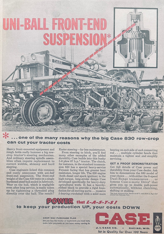 1959 Case Uni-Ball Front-End Suspension 830 RC Tractor Ad #998