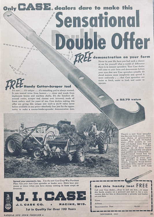 1957 Case Sensational Double-Offer Case Spreader & Handy Cutter-Scrapper #1000
