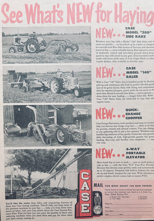 1954 CASE See What's New for Haying Vintage Ad #1003