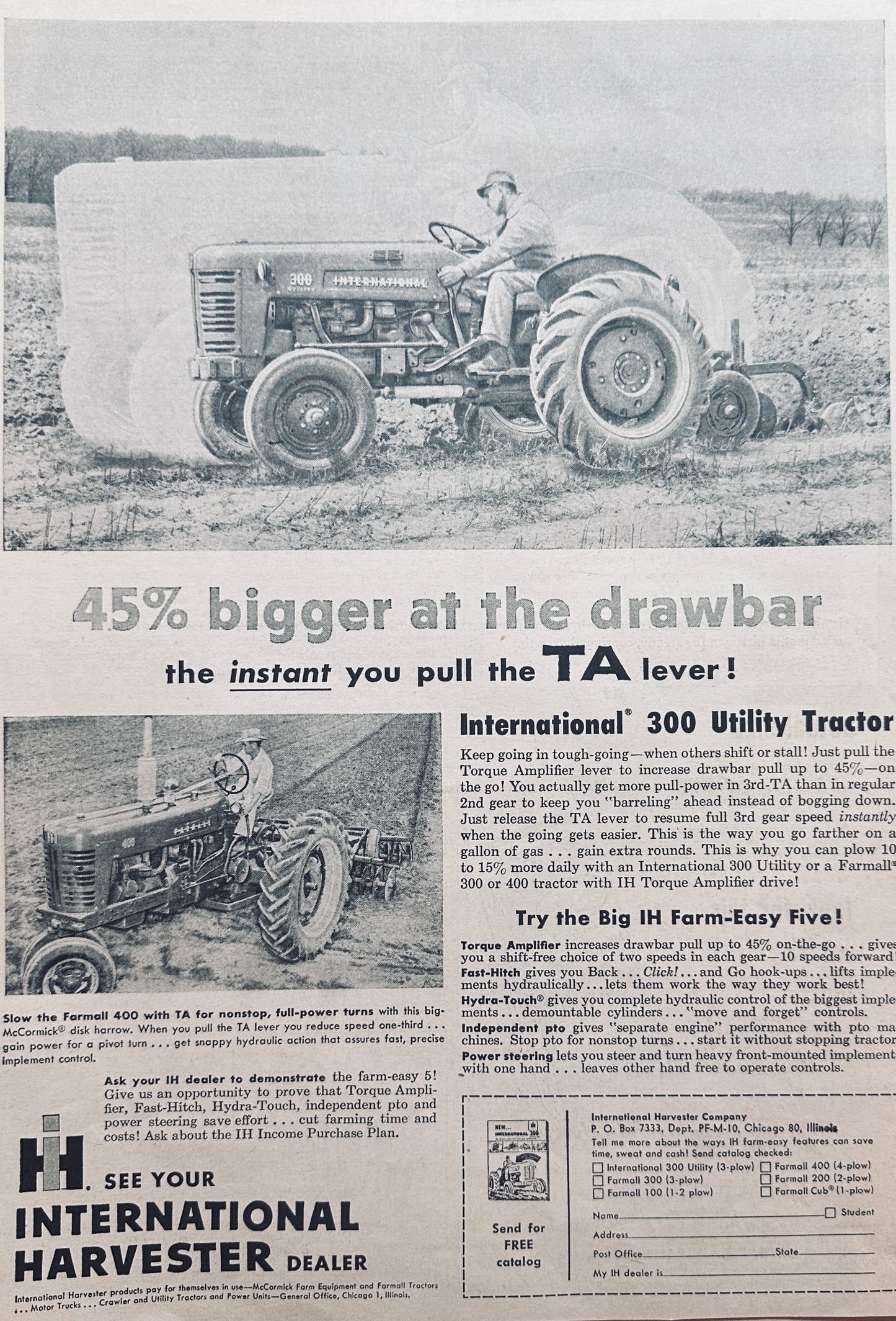 1956 International Harvester 300 Utility Tractor TA Vintage Ad #1005