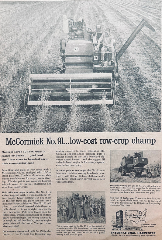 1961 International Harvester McCormick 91 Vintage Ad #1010