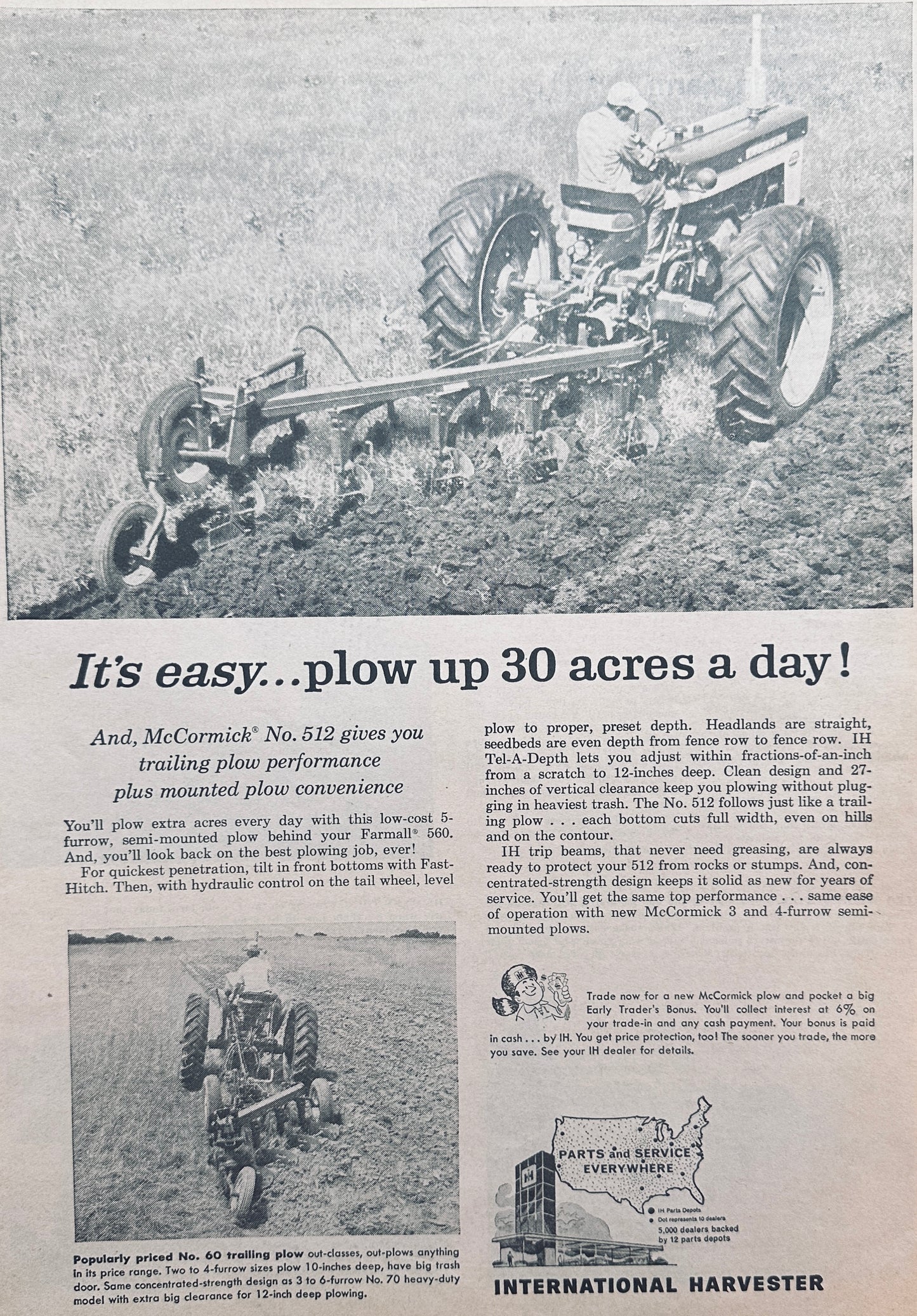 1961 International Harvester McCormick No.512 Plow Ad #1011