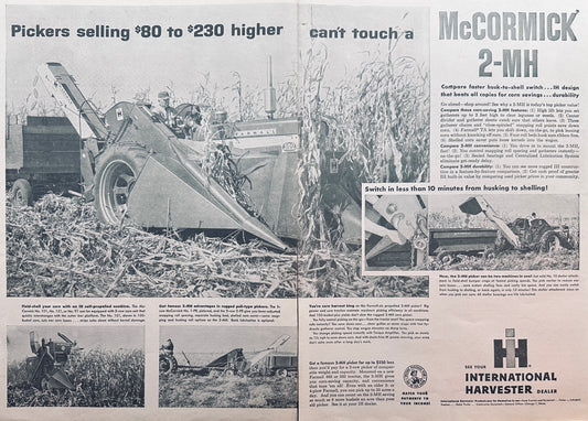 1959 2-Page Vintage Ad # 1018 International Harvester McCormick 2-MH Picker