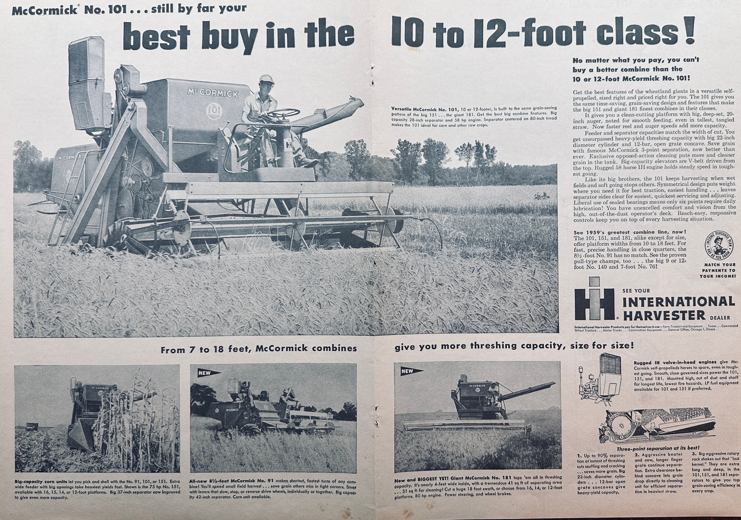 1959 Centerfold Ad #1020 International Harvester McCormick Combines