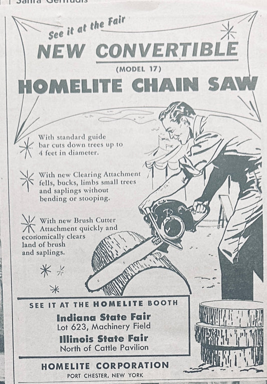 1955 Homelite New Convertible Model 17 Chain Saw Vintage Ad #1029