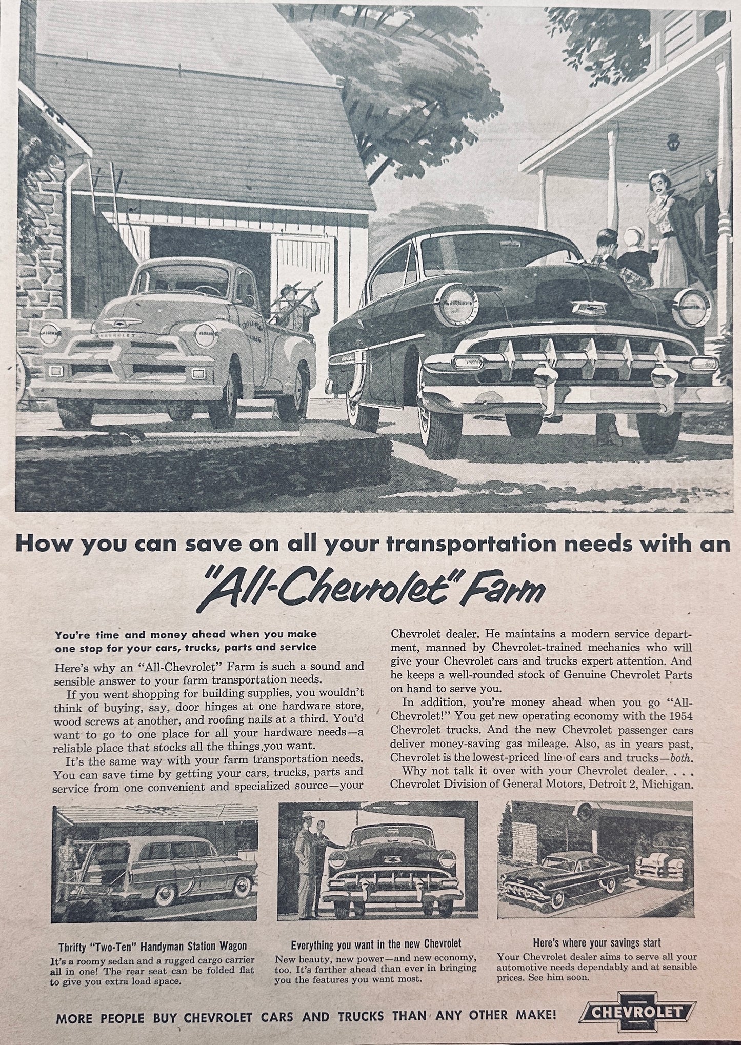 1954 All Chevrolet Farm Vintage Ad #1032 Masterpiece Ad of Yesteryear