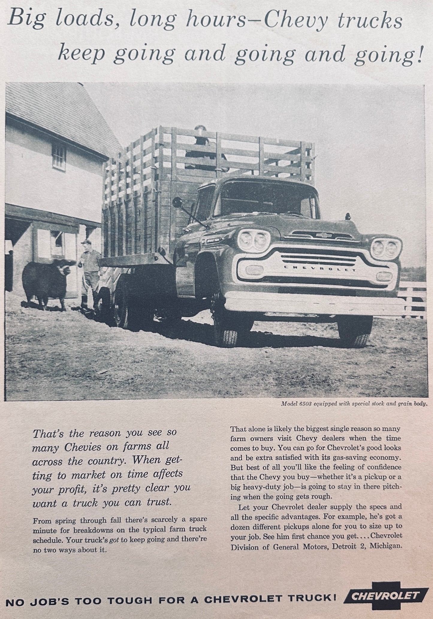 1959 Chevrolet Farm Truck Model #6503 With Custom Body Ad #1036