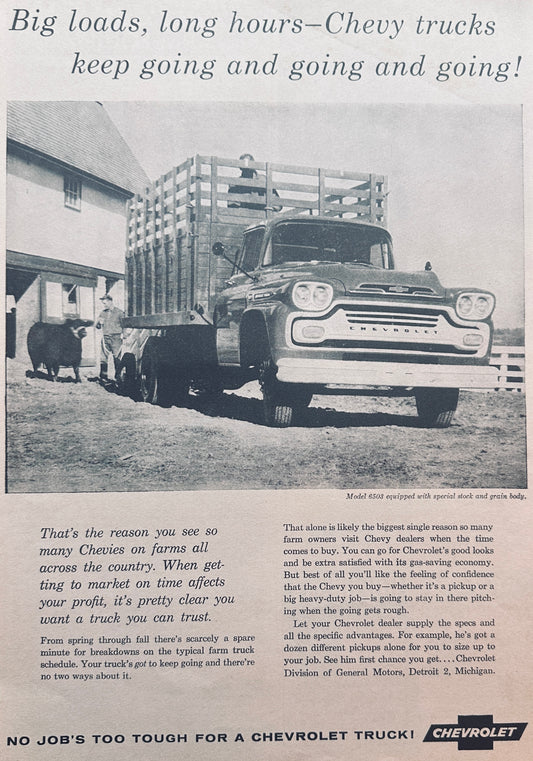 1959 Chevrolet Farm Truck Model #6503 With Custom Body Ad #1036