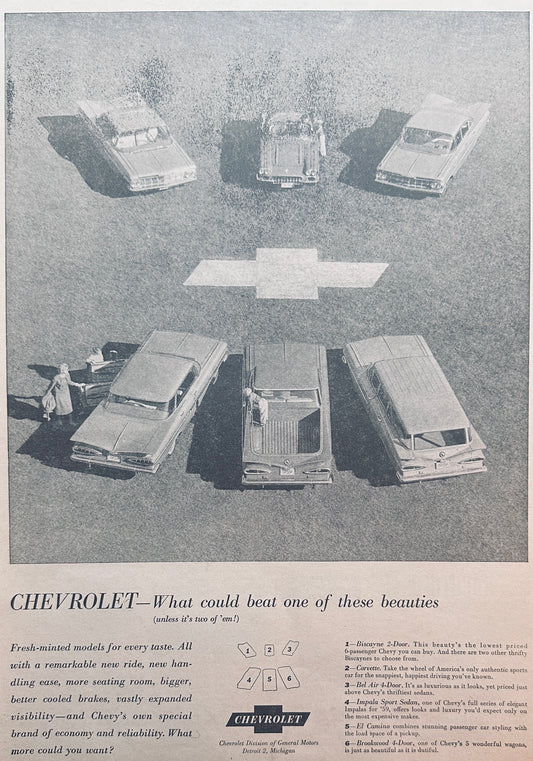 1959 Chevrolet Cars - 6 Models Shown - Vintage Ad #1038