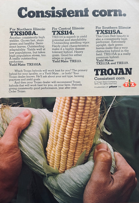 1975 Trojan Seed Co a Subsidiary of Pfizer Hybrid Seed Corn #1048