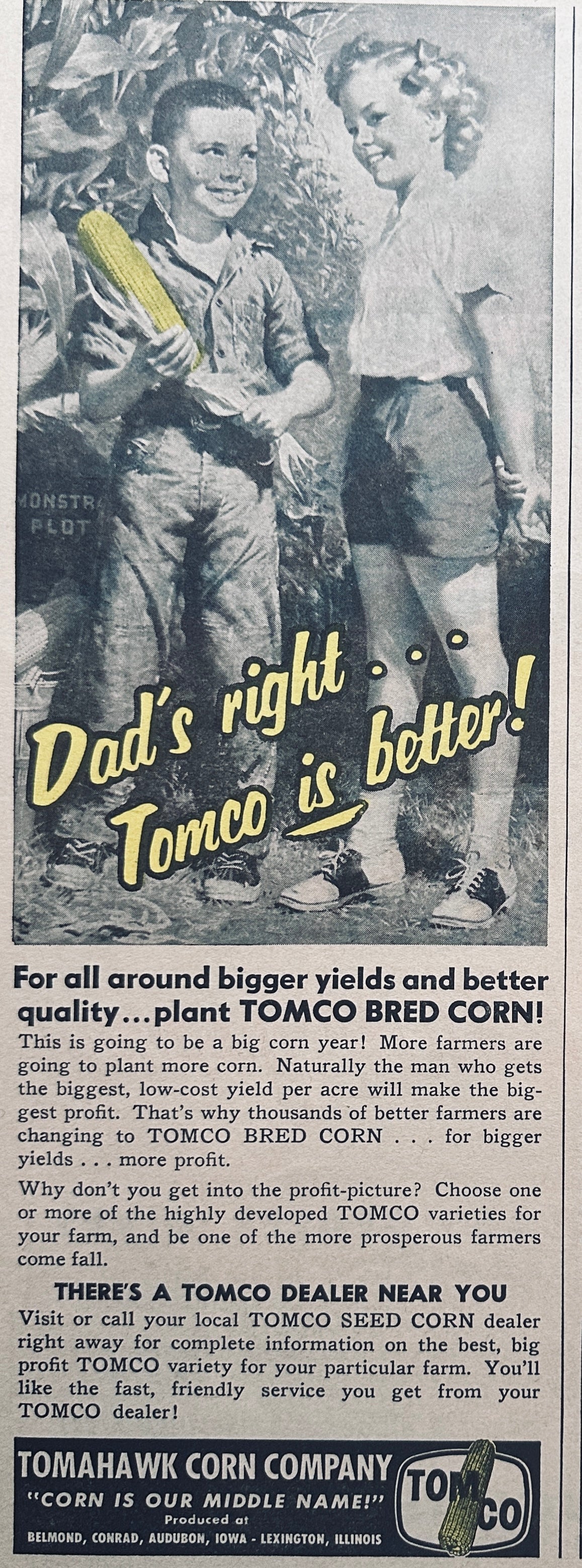 1959 Double-Sided Farming Ads - Smith-Douglass Fertilizer & Tomahawk Seed #1054