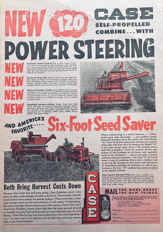 1954 Double-Sided Magazine Page with Case & Dekalb Chick Ads #1092