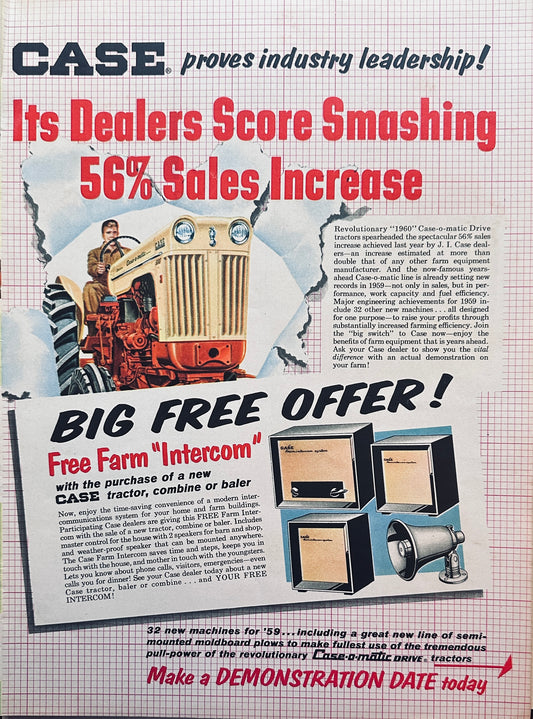 1959 Case Double-Side Full Color Centerfold 1960 Case-o-Matic Tractors #1094