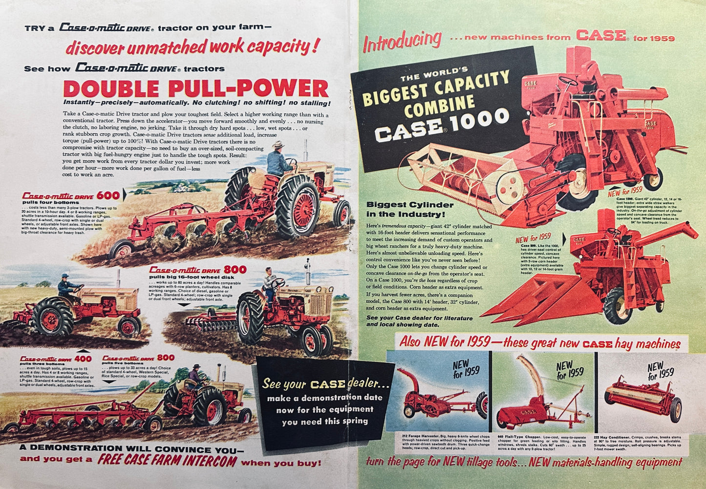 1959 Case Double-Side Full Color Centerfold 1960 Case-o-Matic Tractors #1094
