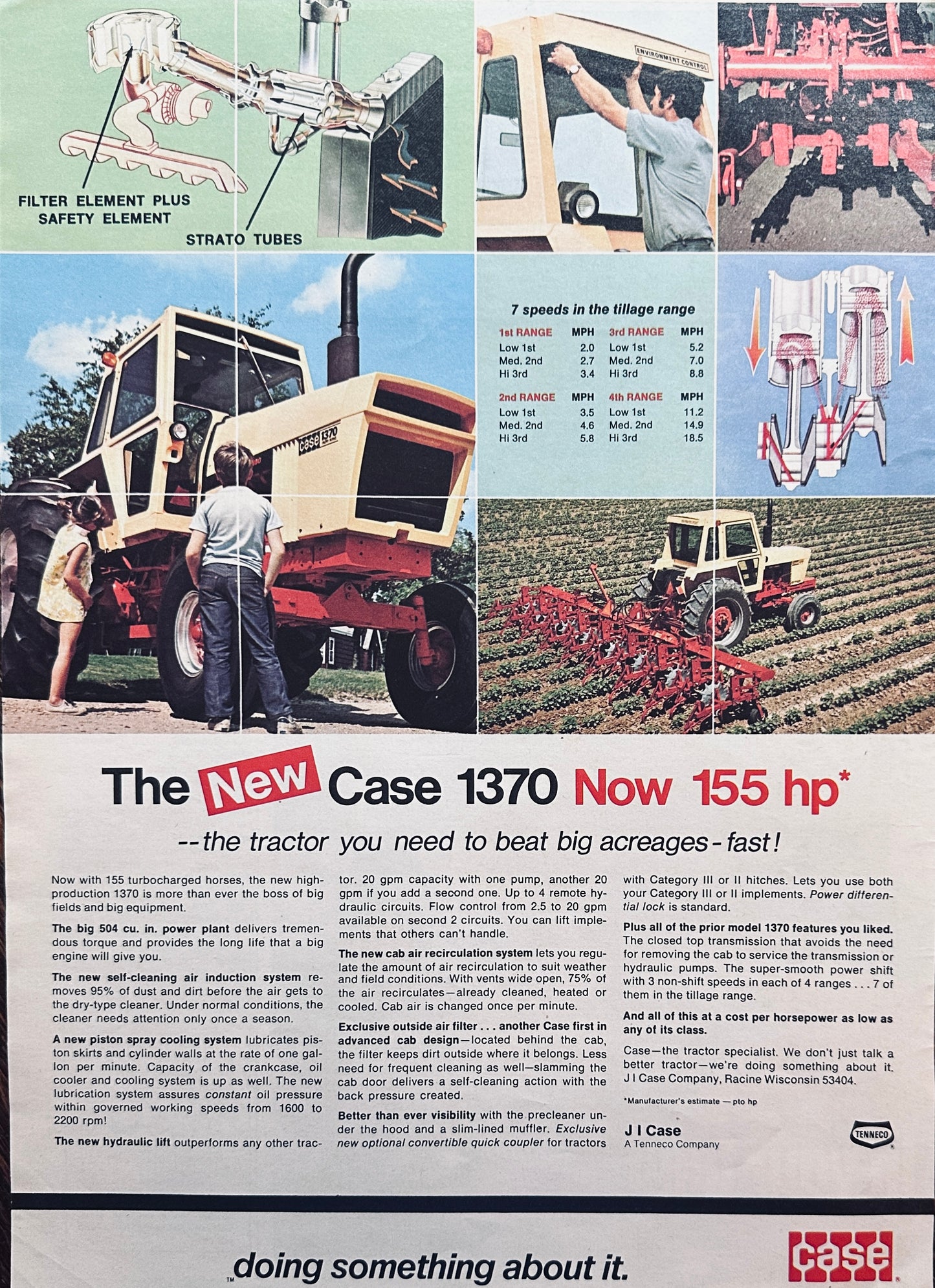 1973 (?) Case 1370 155hp Tractor Vintage Ad #1096