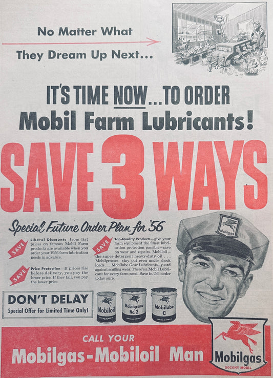 1955 MobilgasMobiloil Save 3 Ways Variant Ad #1104
