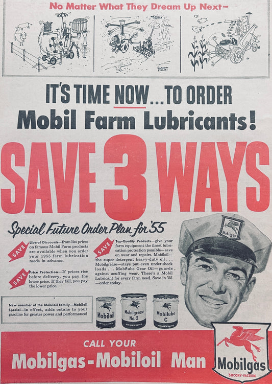1954 Mobiloil-Mobilgas 3 Ways to Save Variant Ad #1105