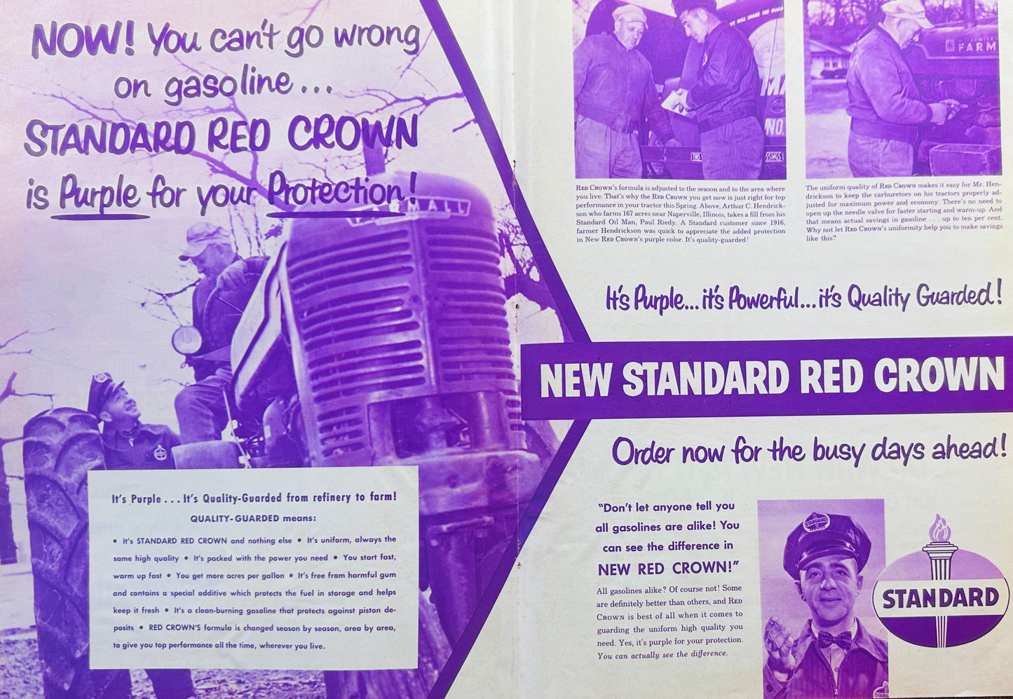 1954 Double-Side Full Color Centerfold ad Standard PUrple - Red Crown #1107
