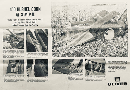 1964 150 Bushel Corn at 3mph w/Oliver 74 picker-Sheller Centerfold Ad #1131