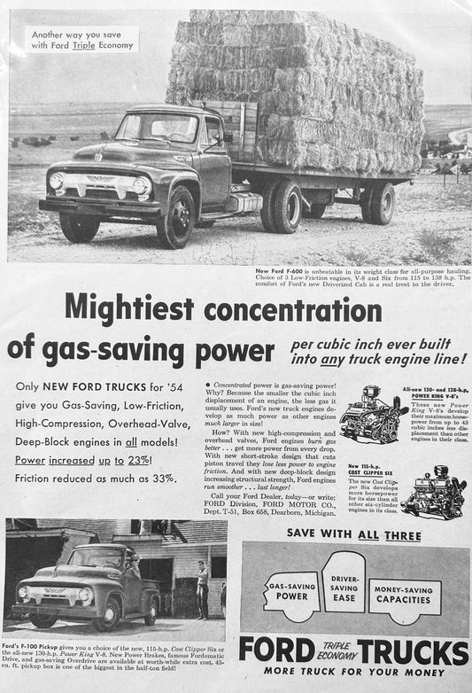 1954 Ford F-600 Farm Truck and F-100 Pick-up Ad #1157