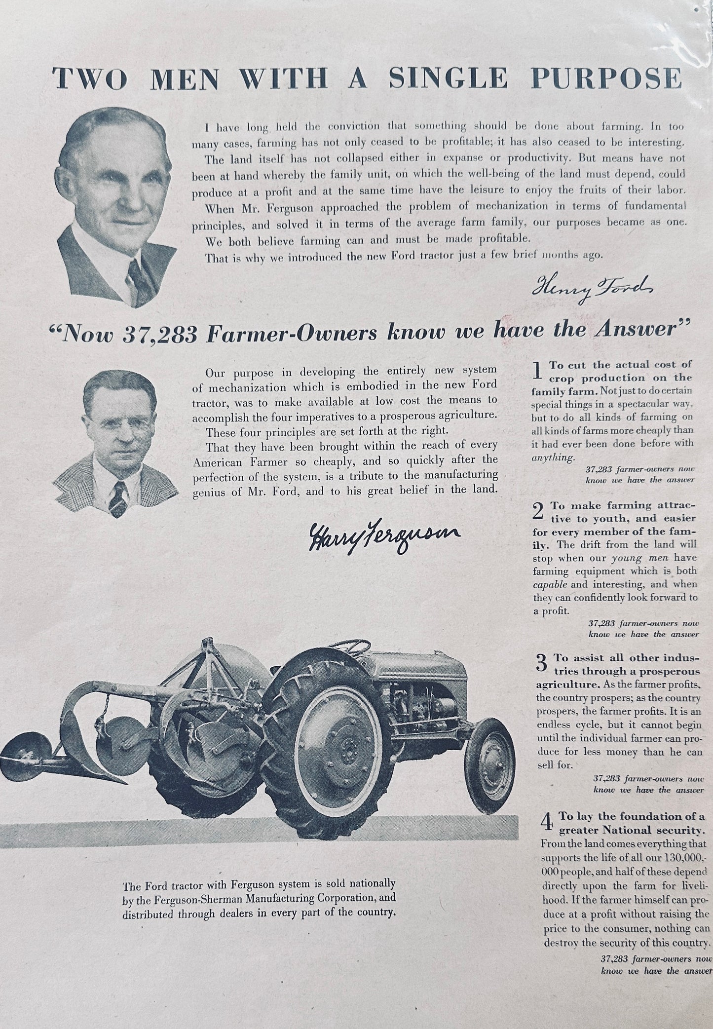 1941 Two Men With A Single Purpose - Ford & Ferguson Ad #1165