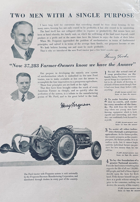 1941 Two Men With A Single Purpose - Ford & Ferguson Ad #1165