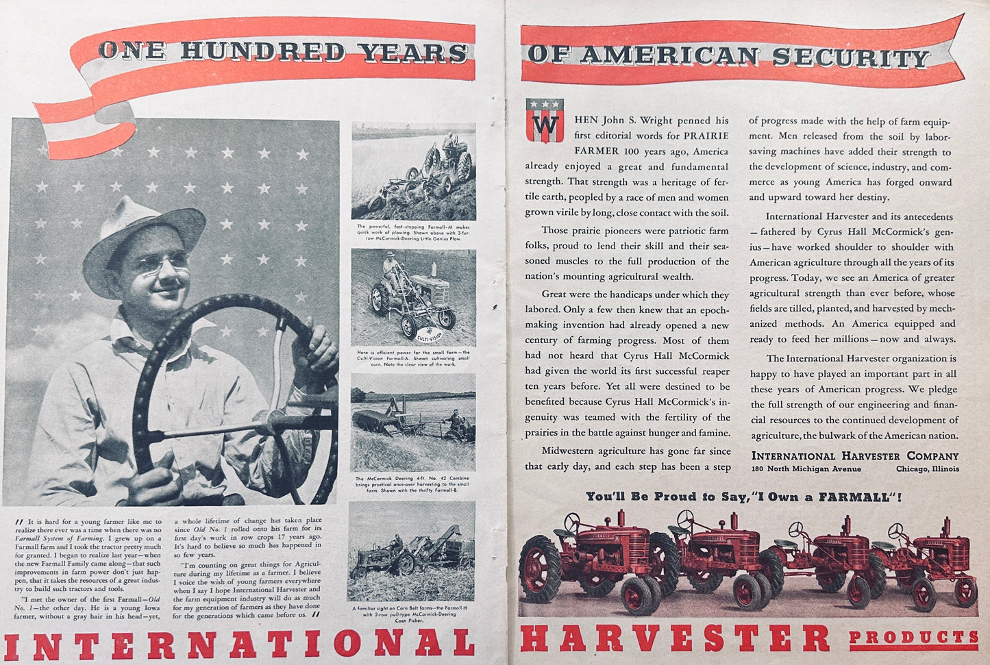 1941 International Harvester 2-Page Ad 100 Years of American Security Ad #1167
