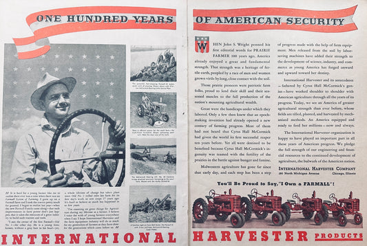 1941 International Harvester 2-Page Ad 100 Years of American Security Ad #1167