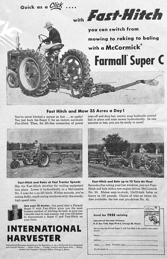 1954 Fast-Hitch McCormick Farmall Super C International Harvester #1169