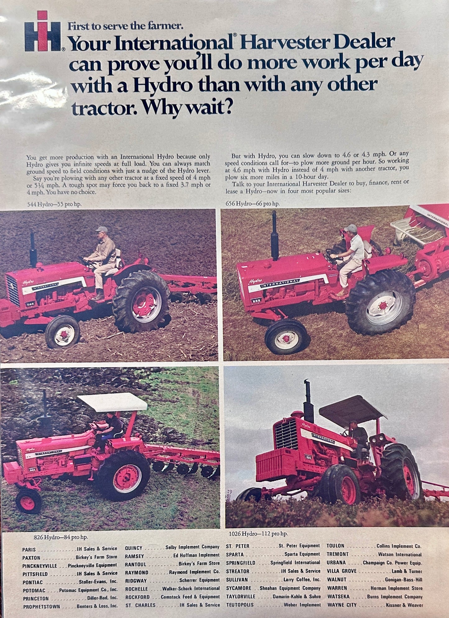 1971 International Harvester Hydro Series 544, 656, 826 and 1026 Tractors #1174