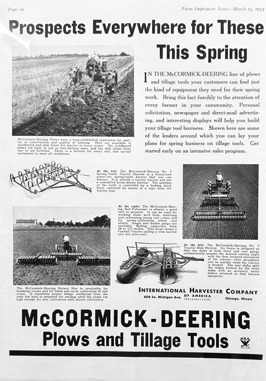 1934 McCormick-Deering, Massey-Harris & Allis-Chalmers Vintage Ad #1177