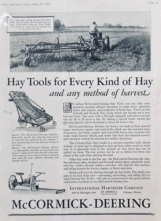 1932 McCormick-Deering Hay Tools - Every Kind Any Method Ad #1182