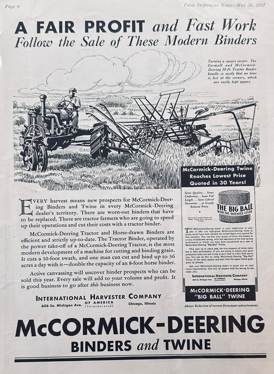1932 McCormick-Deering Binders & Twine Ad #1183