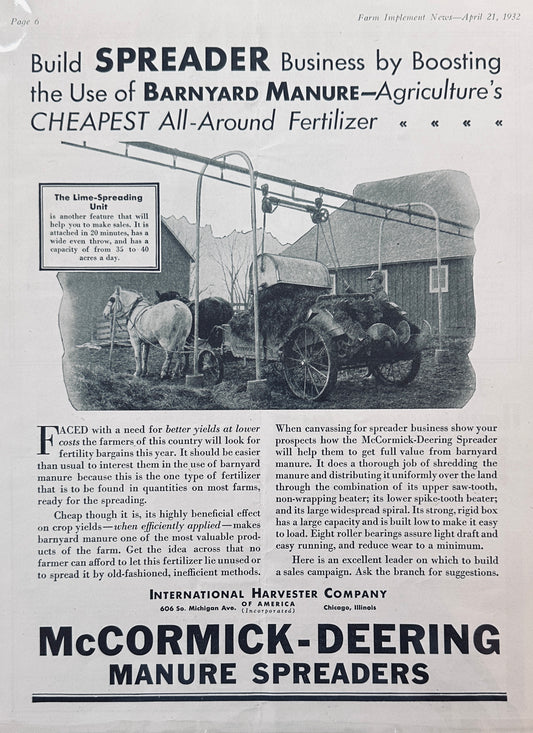 1932 McCormick-Deering Manure Spreading System - Myers Spray Wagons #1186