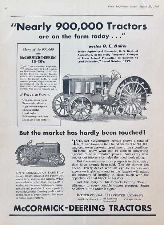 1930 McCormick-Deering 15-30 & Husky 10-20 Tractors Ad #1195