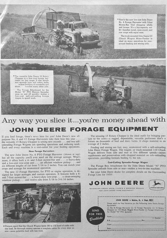 1959 John Deere Forage Equipment Any Way You Slice It - Ad #1200