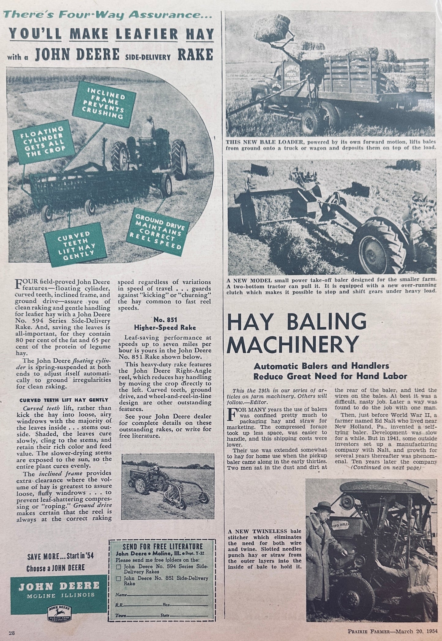 1954 John Deere Side-Delivery Rake - Leafier Hay #1202