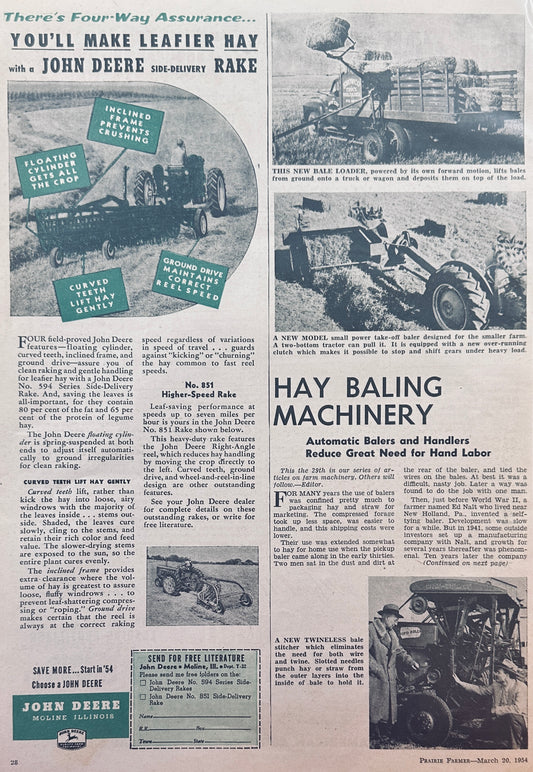 1954 John Deere Side-Delivery Rake - Leafier Hay #1202