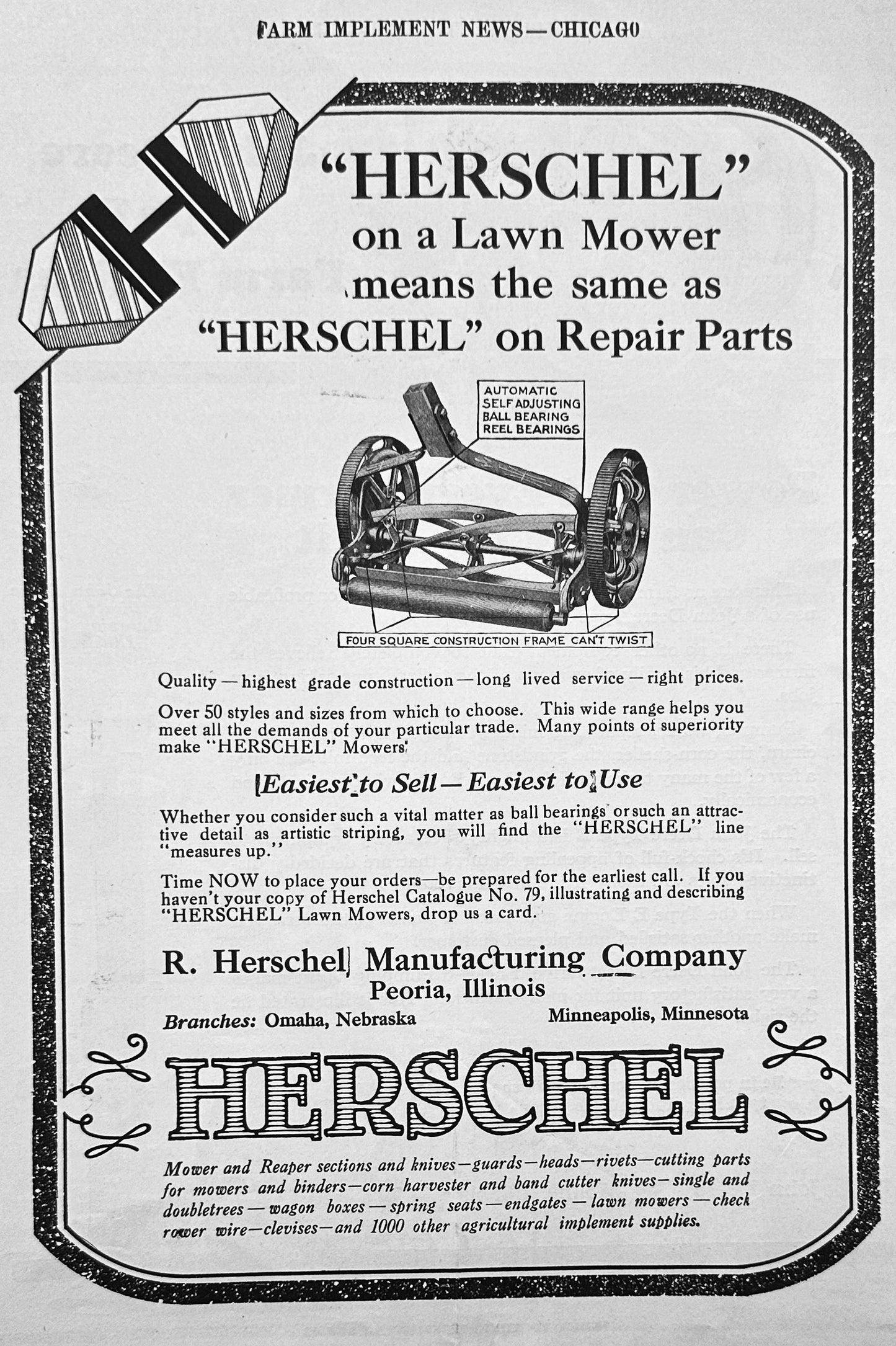 1928 John Deere Type E Engine & Herschel Push Mower Ad #1208