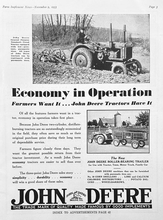 1933 John Deere General Purpose Standard-Tread Tractor & Wagon #1224