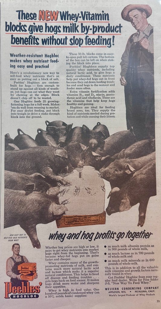 1955 Peebles Hogbloc - Whey Vitamin Blocks Appleton, WI Ad #1230