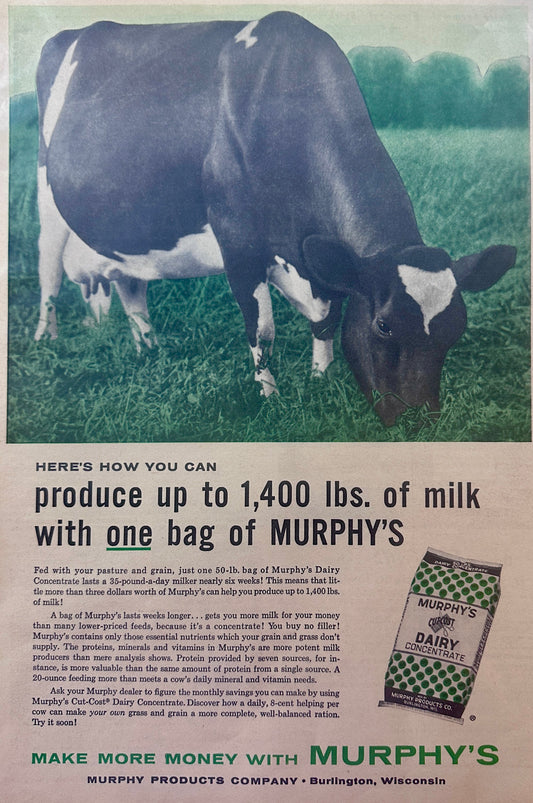 1959 Murphy's Cut-Cost Dairy Concentrate Feed - Burlington Wi Ad #1231