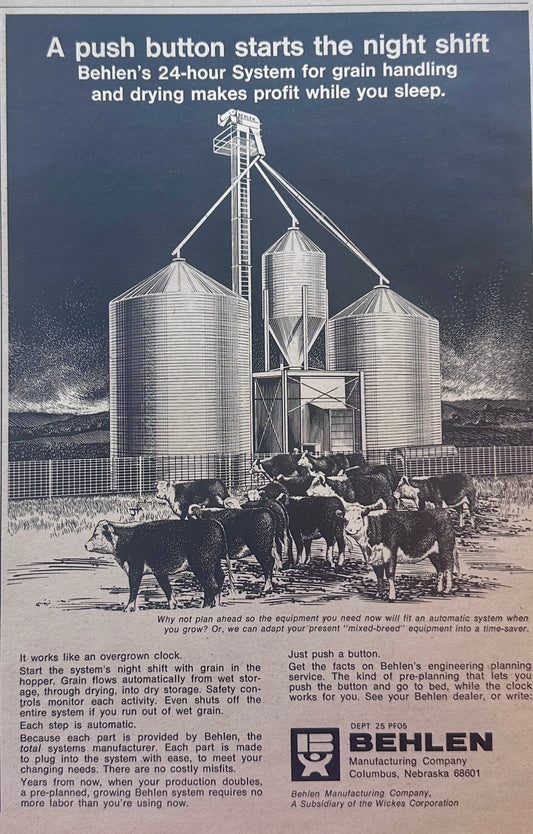 1971 Behlen 24 Hour System for Grain Handling & Drying Ad #1237